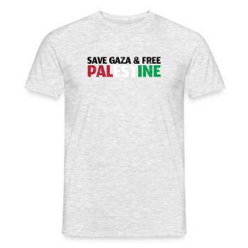 Save Gaza and Free Palestine - Männer T-Shirt - Grau meliert - Vorne - AI Model Male 178 dark (178cm)