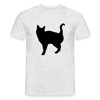 Vektor Katze Silhouette - Männer T-Shirt - Grau meliert - Vorne - AI Model Male 178 dark (178cm)