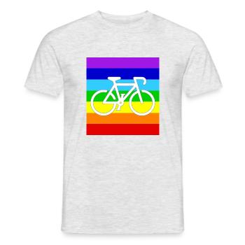 WHITE BICYCLE on a PEACE RAINBOW FLAG - Männer T-Shirt - Grau meliert - Vorne - AI Model Male 178 dark (178cm)