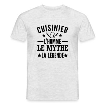 cadeau humour cuisinier - T-shirt homme - gris chiné - Devant - AI Model Male 178 dark (178cm)