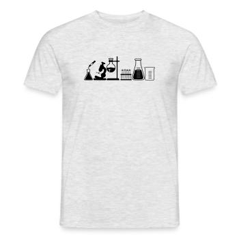 Labor mit Gläsern, Mikroskop und Röhrchen - Männer T-Shirt - Grau meliert - Vorne - AI Model Male 178 dark (178cm)