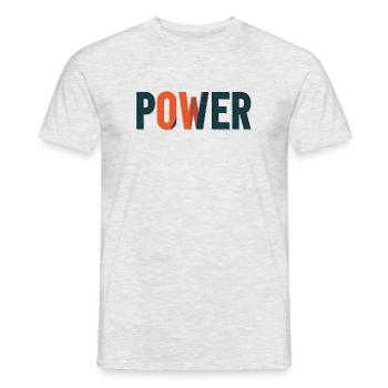 Powerful typography design in contrasting colours - Men's T-Shirt - heather grey - Front - AI Model Male 178 dark (178cm)