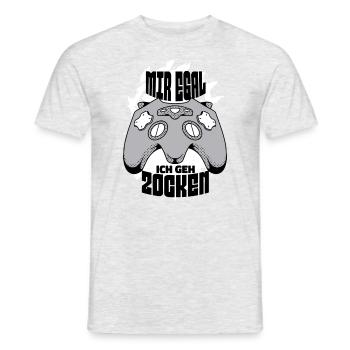 Gamer Gaming Mir Egal Ich Geh Zocken Geschenkidee - Männer T-Shirt - Grau meliert - Vorne - AI Model Male 178 dark (178cm)