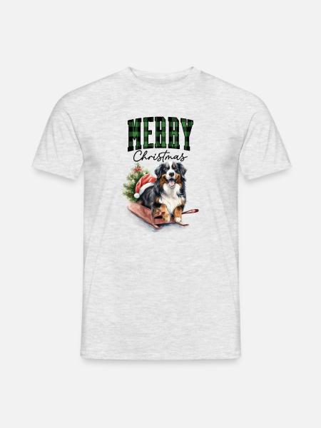 Berner Sennenhund Weihnachten - Männer T-Shirt - Grau meliert