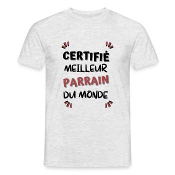 Certifiée meilleur parrain du monde ! parrain - T-shirt homme - gris chiné - Devant - AI Model Male 178 dark (178cm)