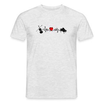 Herzfrequenz Herz-Kreislauf mit Geige und Klavier - Männer T-Shirt - Grau meliert - Vorne - AI Model Male 178 dark (178cm)