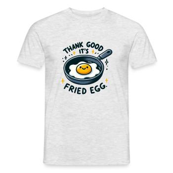 Dieu merci, c’est un œuf au plat (vendredi) -2 - T-shirt homme - gris chiné - Devant - AI Model Male 178 dark (178cm)