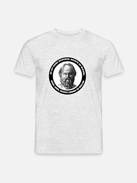 Sokrates lernen Wissen Schande Zitat Spruch Schule - Männer T-Shirt - Grau meliert