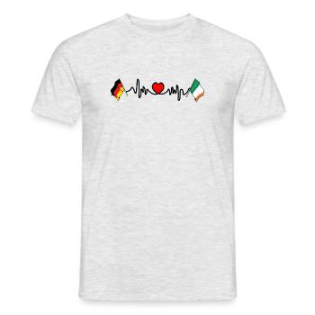 Cardio coeur avec drapeau de l’Allemagne et drapeau de l’Irlande - T-shirt homme - gris chiné - Devant - AI Model Male 178 dark (178cm)