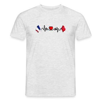 Cardio coeur avec drapeau France et drapeau Turquie - T-shirt homme - gris chiné - Devant - AI Model Male 178 dark (178cm)