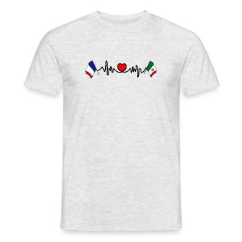 Cardio heart with Flag France and flag Mexico - Men's T-Shirt - heather grey - Front - AI Model Male 178 dark (178cm)