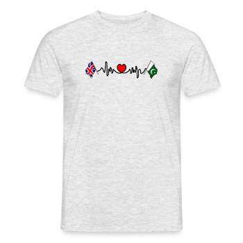 Cardio heart with Flag England and flag Pakistan - Men's T-Shirt - heather grey - Front - AI Model Male 178 dark (178cm)