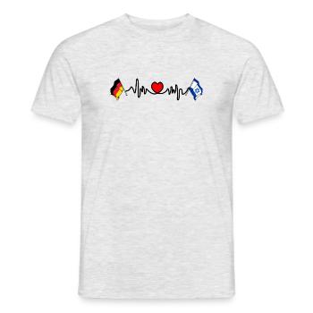 Cardio coeur avec drapeau Allemagne et drapeau Israël - T-shirt homme - gris chiné - Devant - AI Model Male 178 dark (178cm)