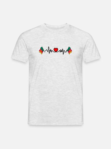 Herzfrequenz-Cardio für Kamerun - Männer T-Shirt - Grau meliert