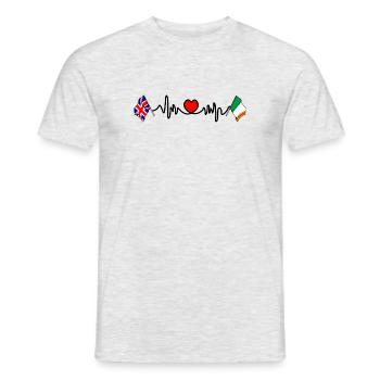 Cardio coeur avec drapeau de l’Angleterre et drapeau de l’Irlande - T-shirt homme - gris chiné - Devant - AI Model Male 178 dark (178cm)