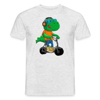 Dino Scooter Dino Liebhaber Lustige Geschenkidee - Männer T-Shirt - Grau meliert - Vorne - AI Model Male 178 dark (178cm)