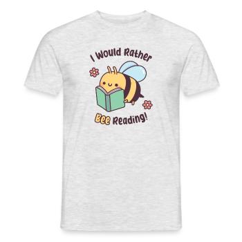 Cute Bee With Book I Would Rather Bee Reading Pun - Men's T-Shirt - heather grey - Front - AI Model Male 178 dark (178cm)