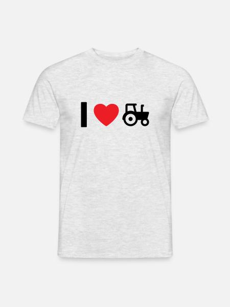 I LOVE TRACTEUR! - T-shirt herr - gråmelerad