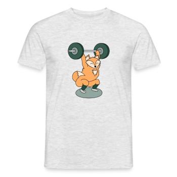 Fox weightlifting with barbell - Men's T-Shirt - heather grey - Front - AI Model Male 178 dark (178cm)
