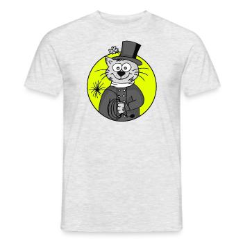 Retro Kaminkehrer-Katze - Männer T-Shirt - Grau meliert - Vorne - AI Model Male 178 dark (178cm)