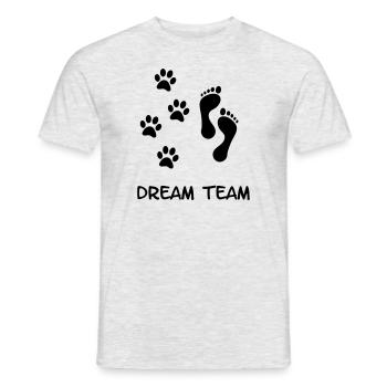 Ton chien et toi l’équipe de rêve. Chien ami - T-shirt homme - gris chiné - Devant - AI Model Male 178 dark (178cm)