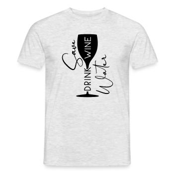 économiser l'eau boire du vin || Amateurs de vin - T-shirt homme - gris chiné - Devant - AI Model Male 178 dark (178cm)