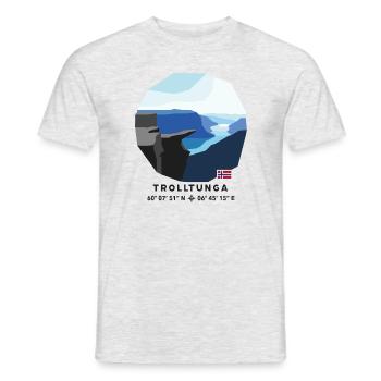 Trolltunga Fels Hardangerfjord Norway Flag - Men's T-Shirt - heather grey - Front - AI Model Male 178 dark (178cm)
