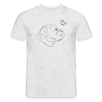 Old English Bulldog mit Schmetterling - Männer T-Shirt - Grau meliert - Vorne - AI Model Male 178 dark (178cm)