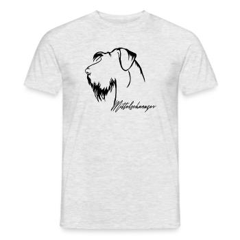 MITTELSCHNAUZER Profil Hunde Hund Wilsigns - Männer T-Shirt - Grau meliert - Vorne - AI Model Male 178 dark (178cm)