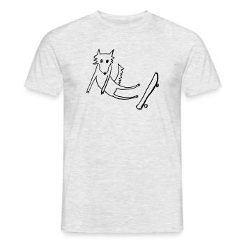 Fuchs auf Skateboard - Männer T-Shirt - Grau meliert - Vorne - AI Model Male 178 dark (178cm)