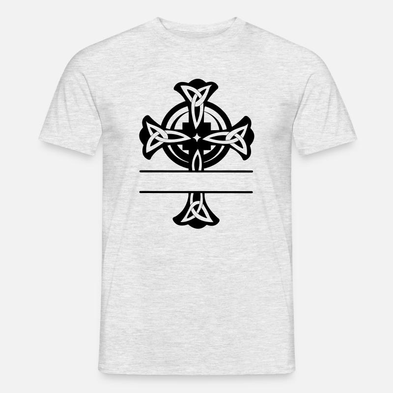 Keltisches Kreuz Logo oder Monogramm - Männer T-Shirt - Grau meliert