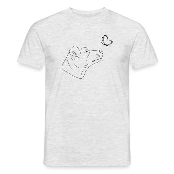 Jack Russell Terrier mit Schmetterling - Männer T-Shirt - Grau meliert - Vorne - AI Model Male 178 dark (178cm)