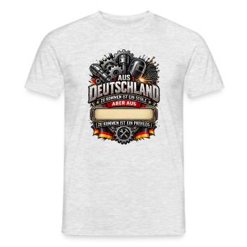 Meine Heimat Deutschland (Ortsname einfügen!) - Männer T-Shirt - Grau meliert - Vorne - AI Model Male 178 dark (178cm)