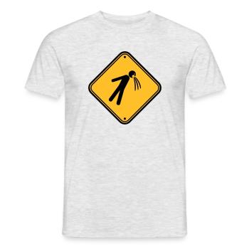bouclier attention note vomir vomir - T-shirt homme - gris chiné - Devant - AI Model Male 178 dark (178cm)