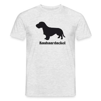 Rauhaardackel Silhouette - Männer T-Shirt - Grau meliert - Vorne - AI Model Male 178 dark (178cm)