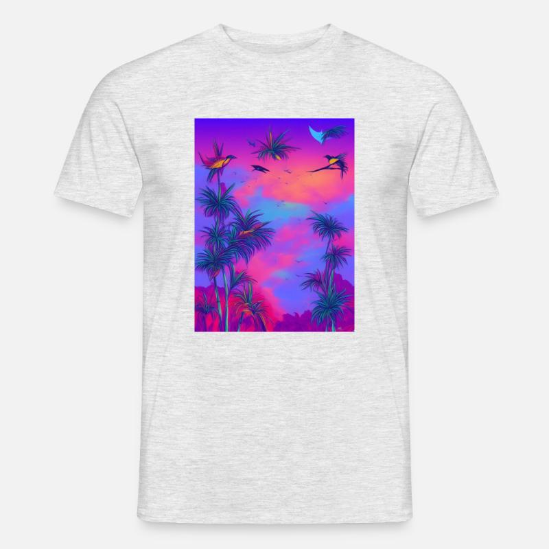 Synthwave Tropischer Vogel Paridise - Männer T-Shirt - Grau meliert