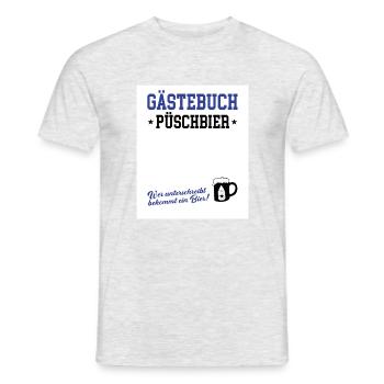 Gästebuch Babyparty Püschbier Babybier Pullerparty - Männer T-Shirt - Grau meliert - Vorne - AI Model Male 178 dark (178cm)