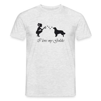 Golden Retriever mit Frau - Männer T-Shirt - Grau meliert - Vorne - AI Model Male 178 dark (178cm)