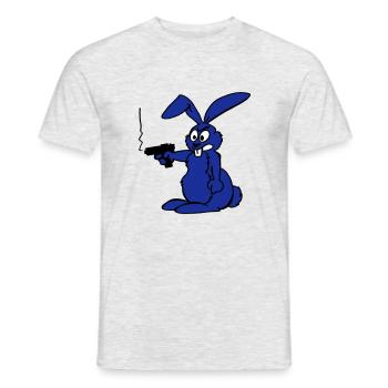 Rabbit with gun - Men's T-Shirt - heather grey - Front - AI Model Male 178 dark (178cm)