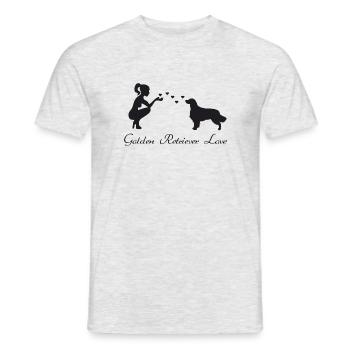 Golden Retriever mit Frau - Männer T-Shirt - Grau meliert - Vorne - AI Model Male 178 dark (178cm)