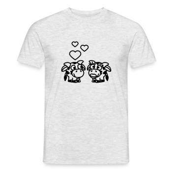smiley_cows_in_love_1c - T-shirt homme - gris chiné - Devant - AI Model Male 178 dark (178cm)