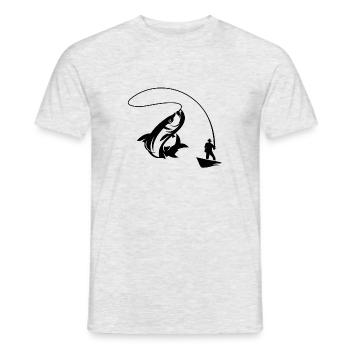 angler boat fishing fish deep sea fishing fisherman - Men's T-Shirt - heather grey - Front - AI Model Male 178 dark (178cm)