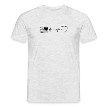 battement coeur bretagne homme humour breton drole - T-shirt homme - gris chiné - Devant - AI Model Male 178 dark (178cm)