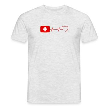 battement coeur Suisse homme drapeau humour drole - T-shirt homme - gris chiné - Devant - AI Model Male 178 dark (178cm)