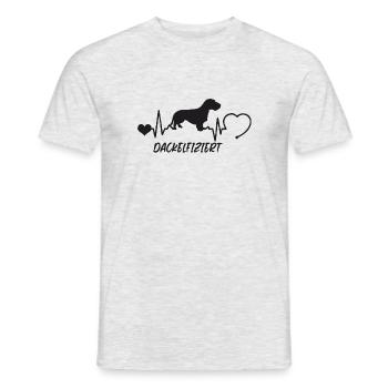 Rauhaardackel mit Herzschlag - Männer T-Shirt - Grau meliert - Vorne - AI Model Male 178 dark (178cm)