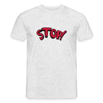 Stop standing remain comic saying - Men's T-Shirt - heather grey - Front - AI Model Male 178 dark (178cm)