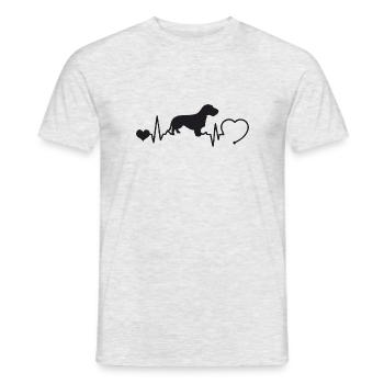 Rauhaardackel mit Herzschlag - Männer T-Shirt - Grau meliert - Vorne - AI Model Male 178 dark (178cm)