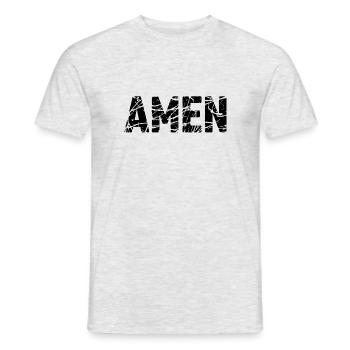 AMEN | Vintage phrase - Men's T-Shirt - heather grey - Front - AI Model Male 178 dark (178cm)