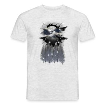 Halloween, Forêt, Corbeaux, Lune, Mystique, Nature, Oiseaux - T-shirt homme - gris chiné - Devant - AI Model Male 178 dark (178cm)