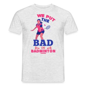 Badminton - Männer T-Shirt - Grau meliert - Vorne - AI Model Male 178 dark (178cm)